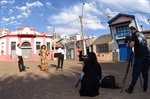 Músicos fizeram a gravação do Hino em cartões-postais da cidade