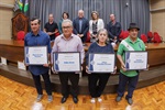 Da esquerda para a direita: Maurício José Ferezini, Adão Alves, Vilma Castilho Floriano e Antonio Christofoletti