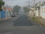Trecho pavimentado na rua Erotides de Campos