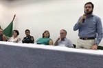 O presidente da Câmara, Matheus Erler, e as vereadoras Coronel Adriana e Nancy Thame participaram da solenidade de posse