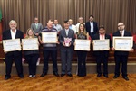 Homenageados durante a reunião solene dos 30 anos da Rádio Educativa FM