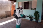 Agente aplica inseticida em residência do bairro Itaiçaba, em Artemis