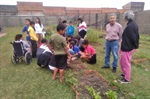 Vereador Gilmar Tanno (PV) e secretária de Agricultura e Abastecimento, Nancy Thame visitaram horta escolar