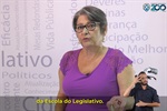 Jandira em gravação na sala da Escola do Legislativo