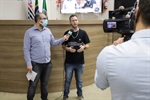 Gustavo Pompeo em entrevista ao programa Primeiro Tempo, exibido ao vivo antes da reunião ordinária desta quinta-feira (2)