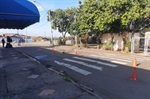 Vereador Thiago Ribeiro (PSC) acompanhou pintura de sinalização de solo em frente à escola no bairro Jardim Alvorada