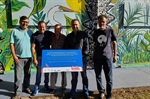 Muro do Centro Comunitário do bairro recebeu painéis elaborados pelos artistas em parceria com as crianças da comunidade