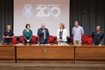 Da esquerda para a direita: Vanderlei Baesteiro, Nancy Thame, Gilmar Rotta, Ana Pavão, Alex de Madureira e Marcelo Ferezini