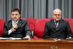 Vereador André Bandeira e o presidente da Câmara, Gilmar Rotta