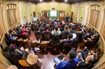 Roda de conversa no auditório da Escola Estadual Sud Mennucci