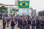 Tropa do 10º BPM/I perfilada para recepcionar as autoridades militares e civis presentes no evento