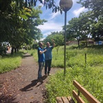 Vereador Gustavo Pompeo (Avante) e secretário de Obras, Paulo Ferreira da Silva, percorreram a praça