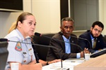Major Adriana, João Manoel e Matheus Erler durante a reunião