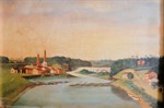 Pintura de Joaquim Miguel Dutra, de 1921, detalha a região ribeirinha da cidade do final do século 19