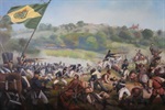 Pintura de Célio Nunes que retrata a vitória do Barão de Caxias na Batalha de Santa Luzia em Minas Gerais, durante as Revoltas Liberais de 1842 (Museu Histórico Aurélio Dolabela) 