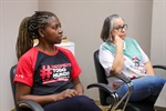Renata Aguiar Souza (à esquerda), Presidente do Siemaco Piracicaba e Região, e Maria Emília Caparroz,  assistente social do Siemaco