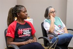 Renata Aguiar Souza (à esquerda), Presidente do Siemaco Piracicaba e Região, e Maria Emília Caparroz,  assistente social do Siemaco