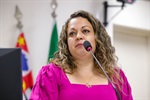 Andreza Goes Soares em discurso na tribuna popular da 17ª Reunião Ordinária, na noite desta quarta-feira (4)