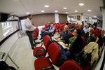 A palestra de Rinaldo de Oliveira Calheiros aconteceu na sala da Escola do Legislativo, e reuniu diversos profissionais que trabalham com os recursos hídricos e interessados no assunto
