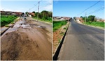 Antes e depois da manutenção da via