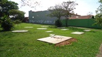 Bases de concreto onde será instalada a academia 