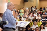 Entre apresentações musicais e palestra, secretário anunciou reformas de escolas