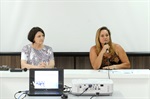As autoras do projeto, Nancy Thame e Coronel Adriana, em evento na Câmara