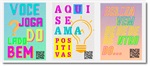 Foram criados cinco cartazes com diferentes designs, todos eles com QR codes para leitura de conteúdo. 