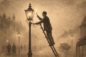 No clarão amarelado da História: a cidade entre sombras e lampiões