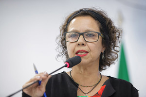 Na tribuna, vereadora defende projeto de infraestrutura verde
