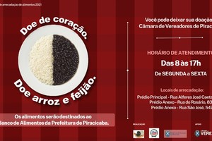 Em parceria com o Banco de Alimentos, Câmara arrecada arroz e feijão