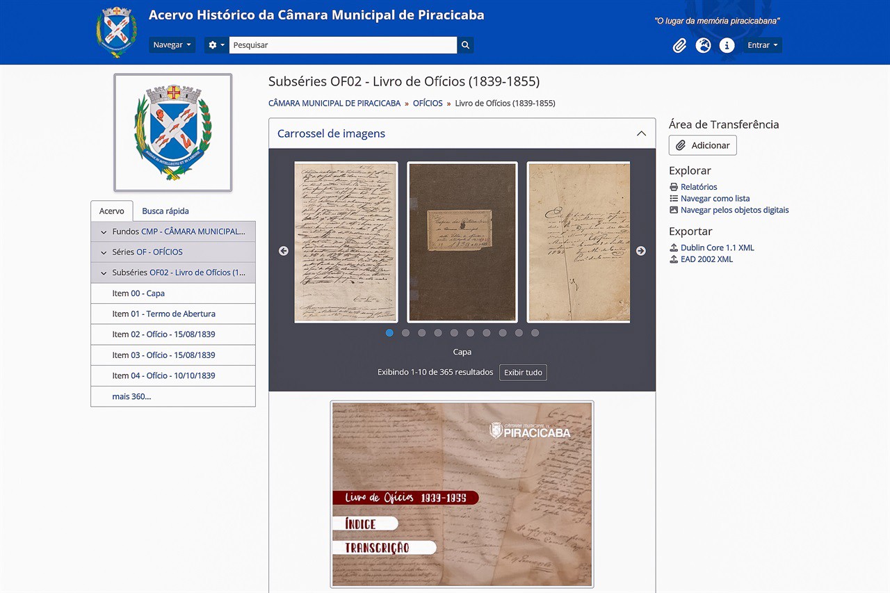 O Acervo Histórico da Câmara está disponível no Atom, sistema de descrição arquivística de código aberto criado pelo Conselho Internacional de Arquivos