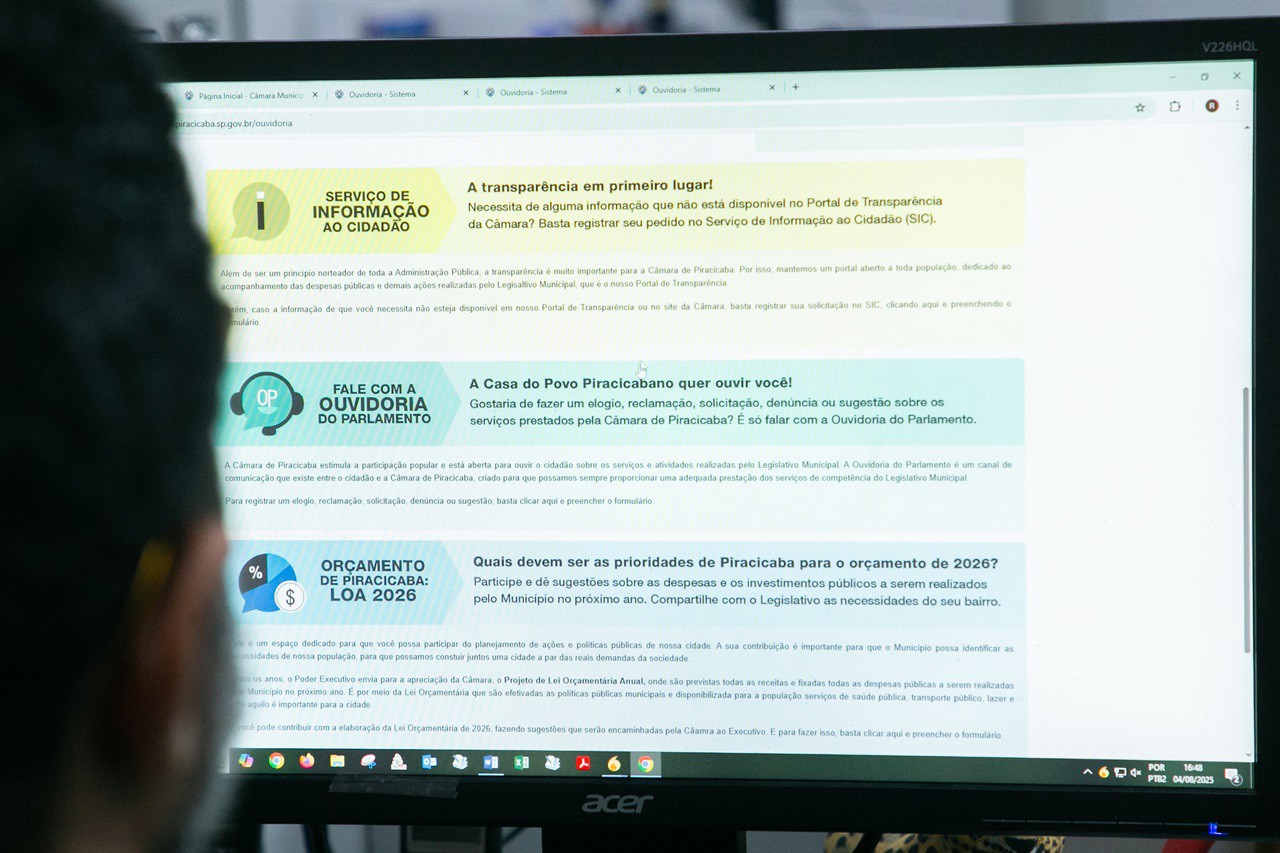 Além do meio eletrônico, na página da Ouvidoria, a população também poderá encaminhar suas sugestões por meio de formulário físico disponibilizado no Protocolo da Câmara