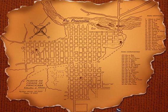 Planta descritiva da cidade de Piracicaba em 1888. Crédito: Acervo IHGP