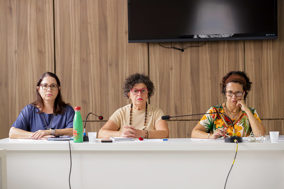 Da esquerda para a direita na foto: Fabiana Menegon, Rai de Almeida e Silvia Morales