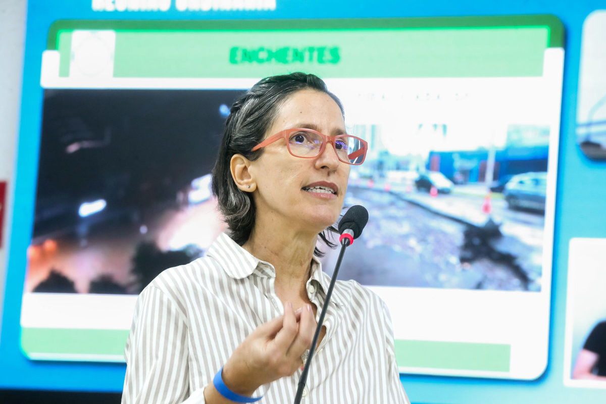 Na Tribuna Popular, oradora citou jardins de chuva, pisos drenantes e telhados verdes como soluções acessíveis