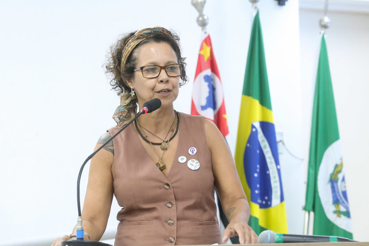 Silvia Morales durante pronunciamento no plenário