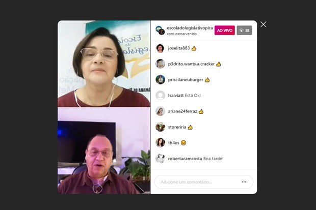 Live foi transmitida no Instagram da Escola do Legislativo
