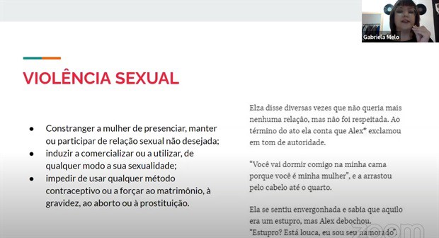 A jornalista Gabriela Melo explicou o que caracteriza a violência sexual.