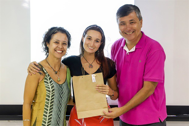 Vereadora Sílvia Morales (PV), Aline Gallo, e vereador Pedro Kawai (PSDB)