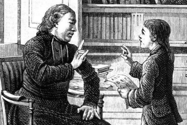 Ilustração do abade Charles Michel de l’Épée, referência da comunidade surda na França