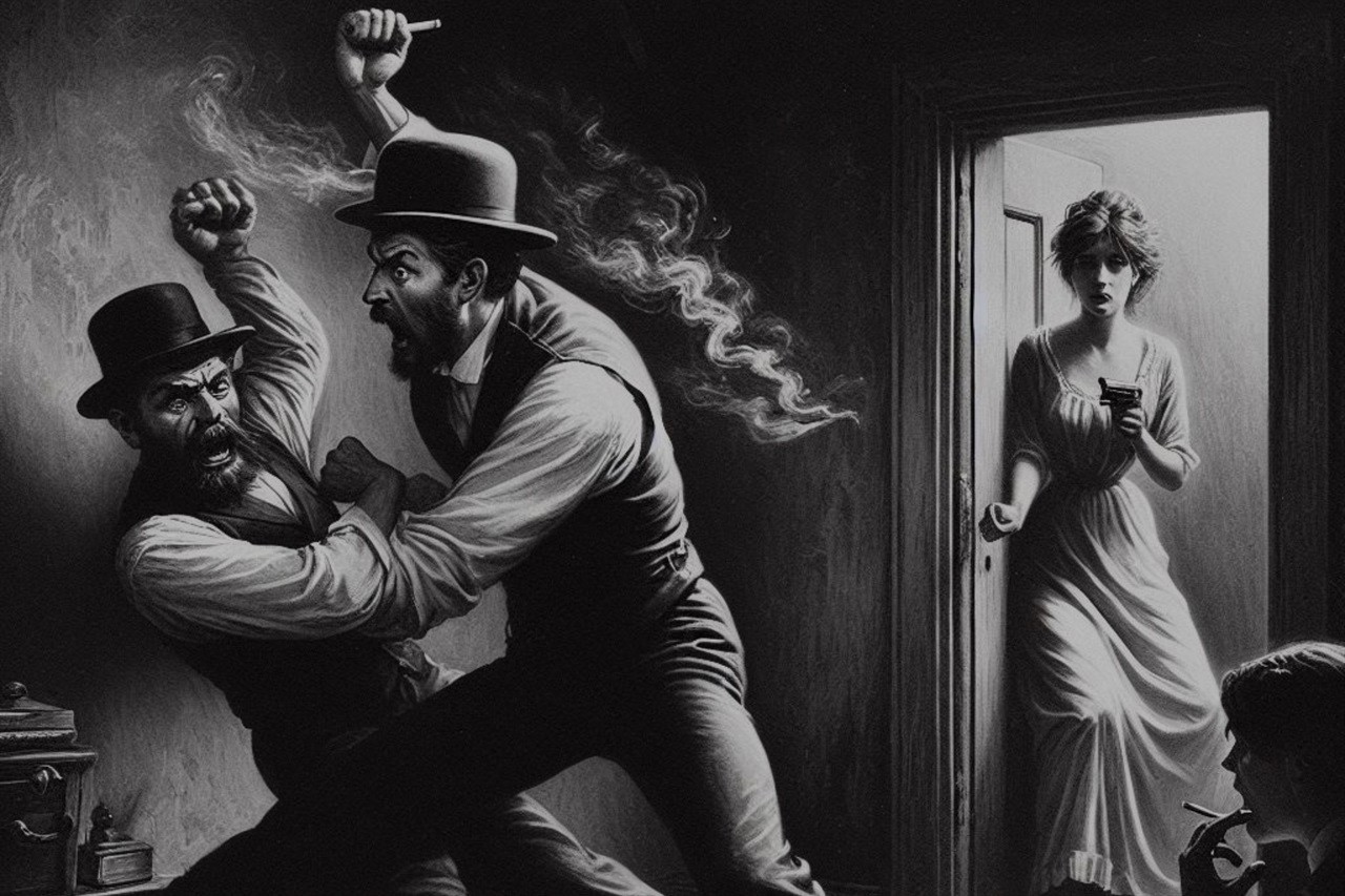 Antonio Rocha desferiu um tiro no rosto de Joaquim dos Santos por ciúme de Sebastiana Maria de Oliveira. CRÉDITO: imagem ilustrativa gerada por Inteligência Artificial